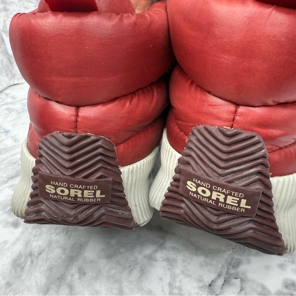 SOREL Out N About Waterproof  Red Dahlia Spring Puffy Tennis Shoe Womens 8 - Picture 9 of 16